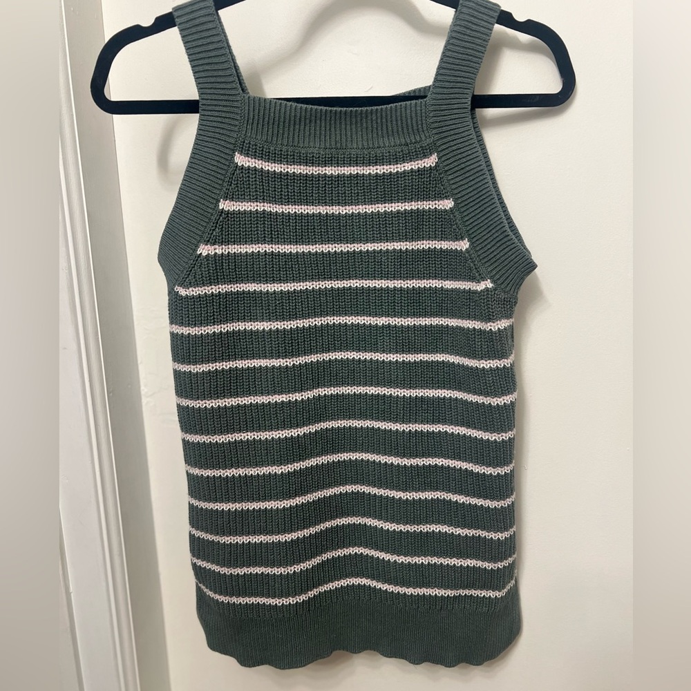 GAP Textured Knit Sweater – XS – Soft Sage Green Stripes